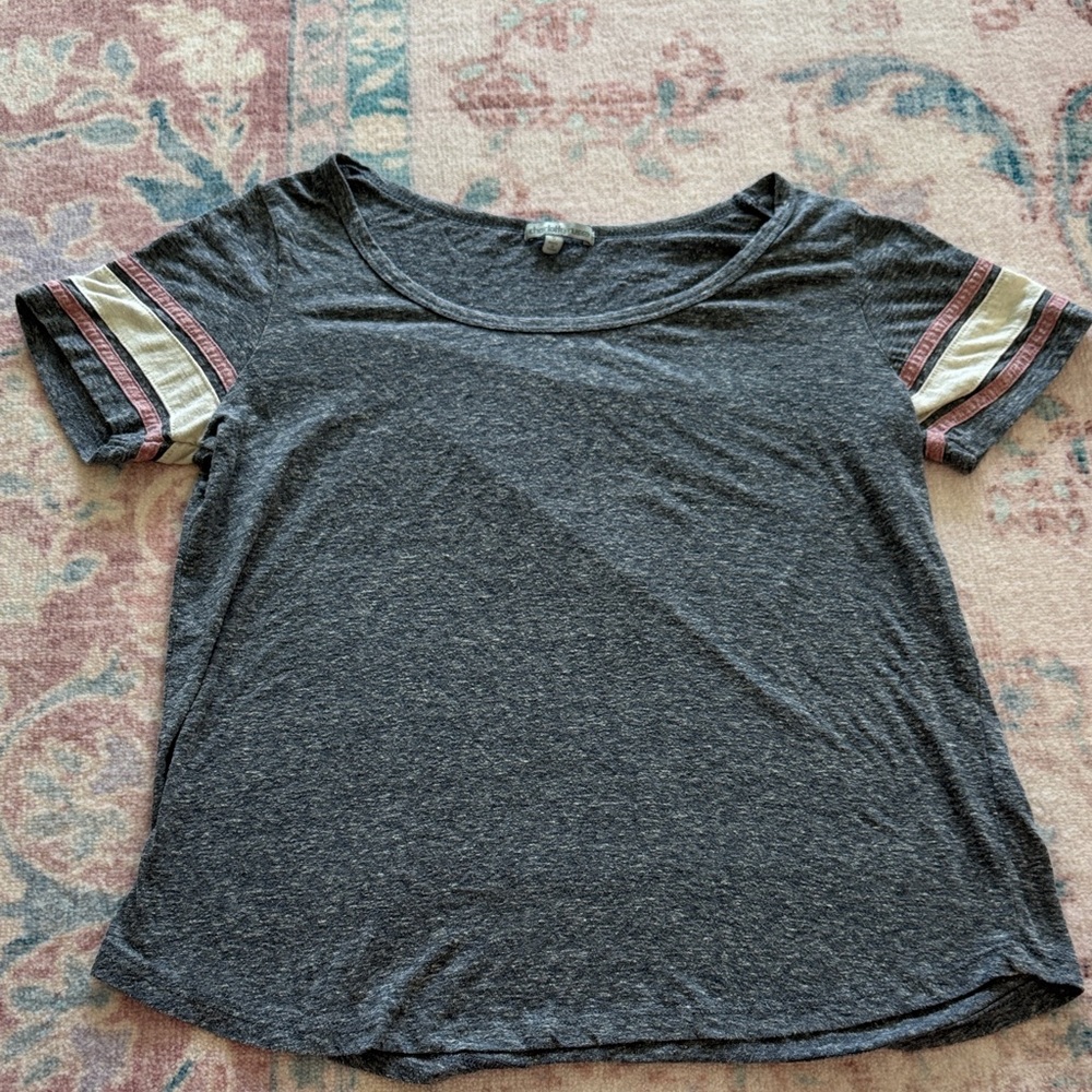 Charlotte Russe Tee with Striped Sleeves